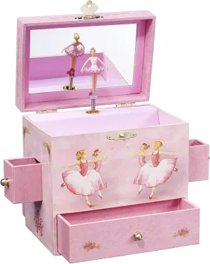 "Swan Lake" 4 Drawer Treasure Storage Ballerina Musical Jewelry Box Spins owe to 