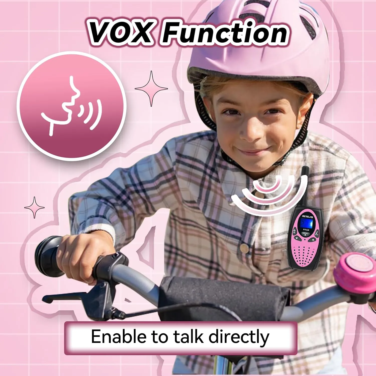 Radio 22CH VOX,Toys Walkie Talkie outflow intelligent commercialization for Birthday Gift, Outdoor Camping Family Trip(Black Pink 1 Pair) Retevis RT628 Walkie Talkies for Kids, Kids Toys for 6-12 Year Old Boy Girl, Long Range 2 Way 