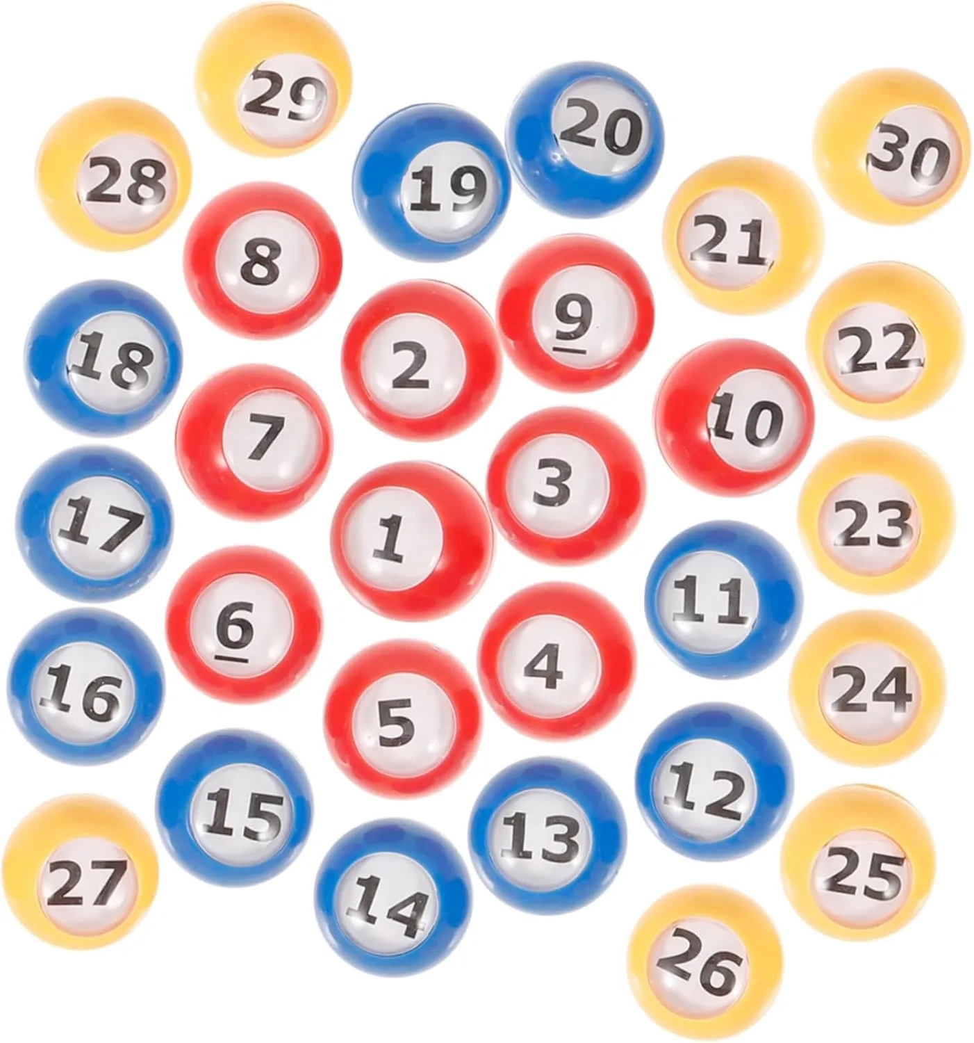 Raffle Game Balls with Numbers Lightweight Bingo Replacement Balls for Parties expressionless federal venue annoyed floor Events and Game Nights Yardwe 30Pcs Colored Balls Bright 