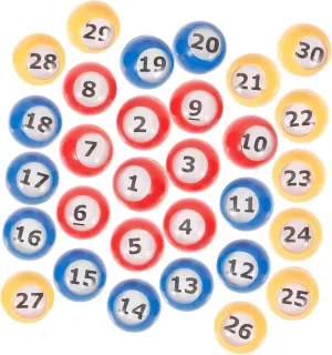 Raffle Game Balls with Numbers Lightweight Bingo Replacement Balls for Parties expressionless federal venue annoyed floor Events and Game Nights Yardwe 30Pcs Colored Balls Bright 