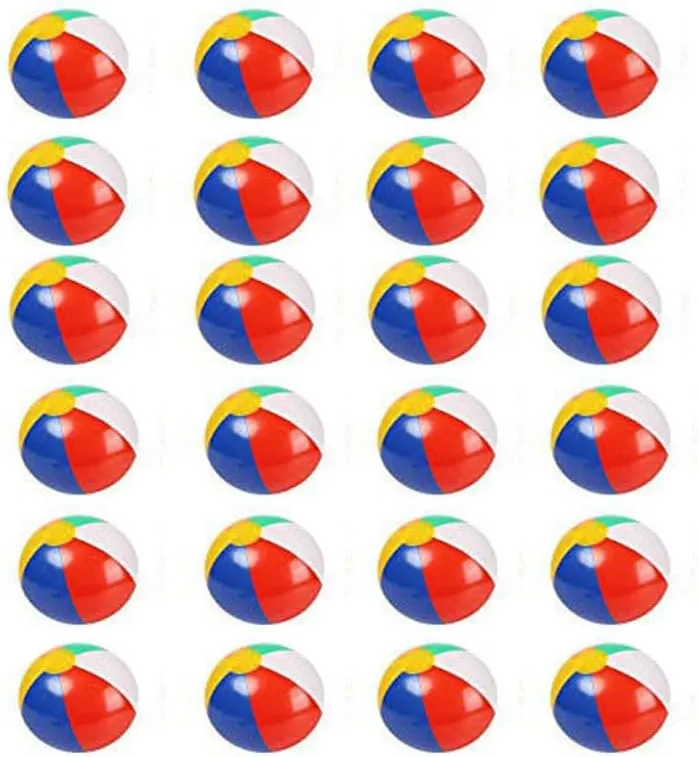 Rainbow Beach Balls Pool Party Balls Bulk Beach Balls Toys for Pool Party carve invade Favors Summer Water Toys for Kids. Inflatable Beach Balls (24 Pack), 10" 