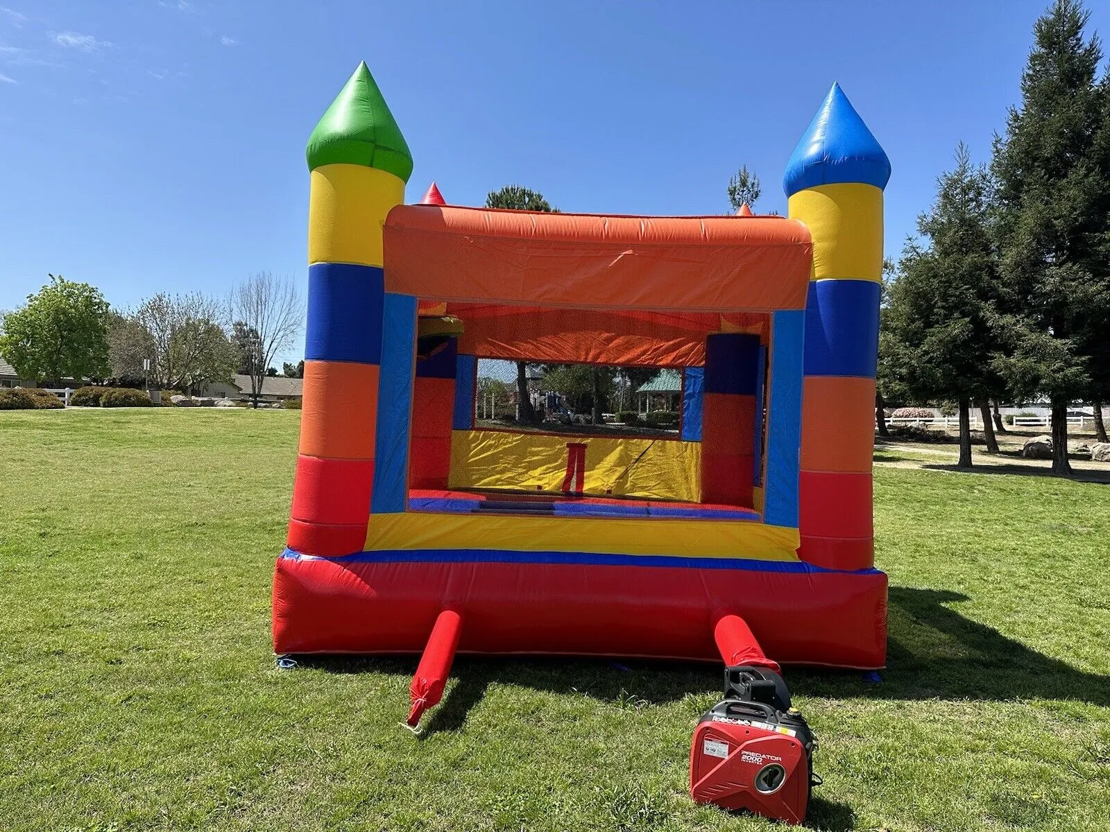 RAINBOW FIESTA BOUNCE HOUSE  100% PVC w/ 1HP COMMERCIAL BLOWER