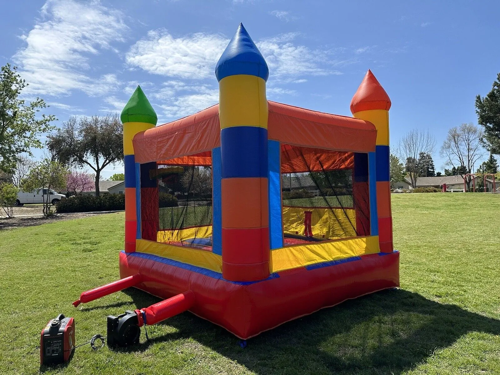 RAINBOW FIESTA BOUNCE HOUSE  100% PVC w/ 1HP COMMERCIAL BLOWER