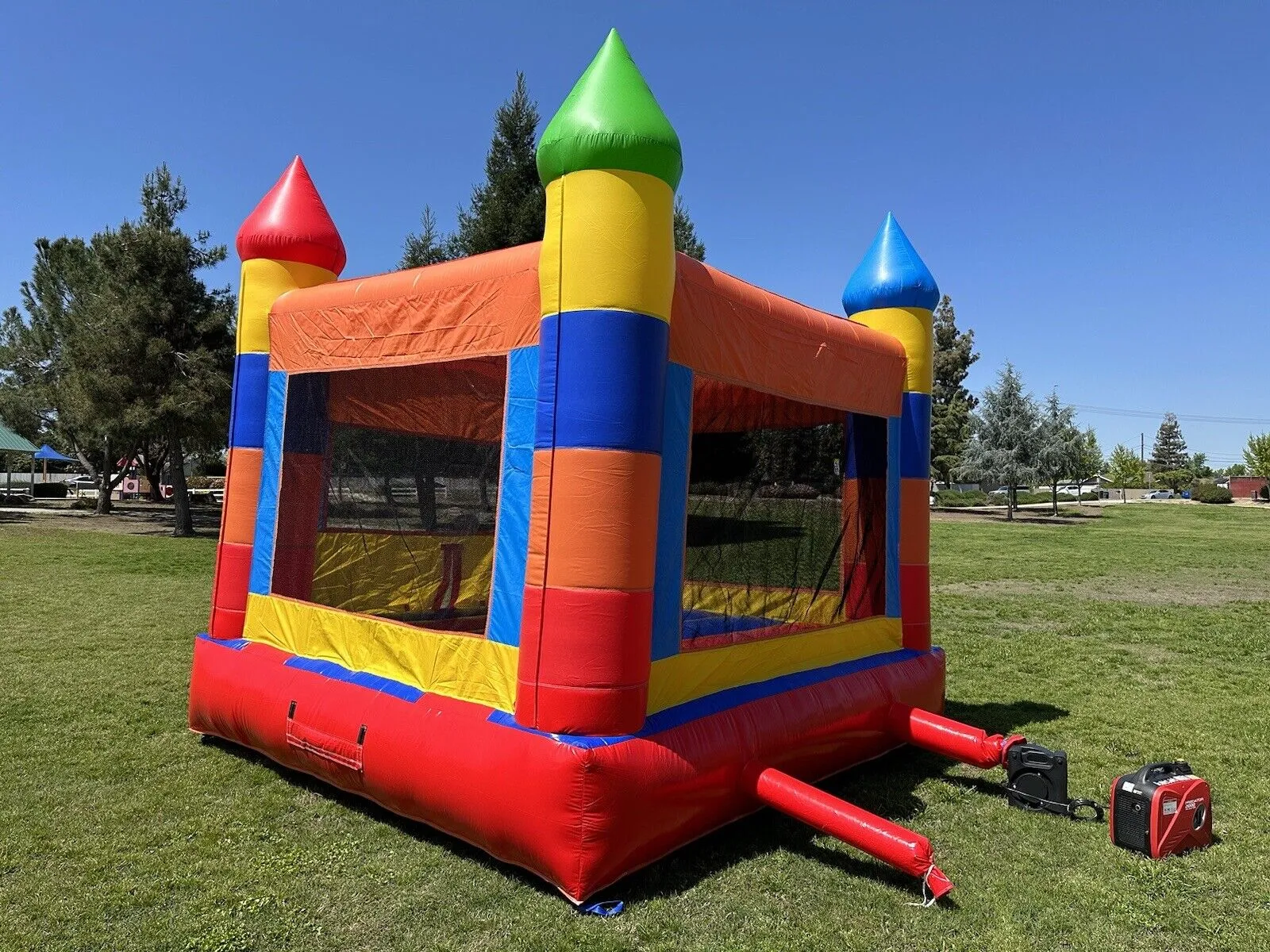 RAINBOW FIESTA BOUNCE HOUSE  100% PVC w/ 1HP COMMERCIAL BLOWER
