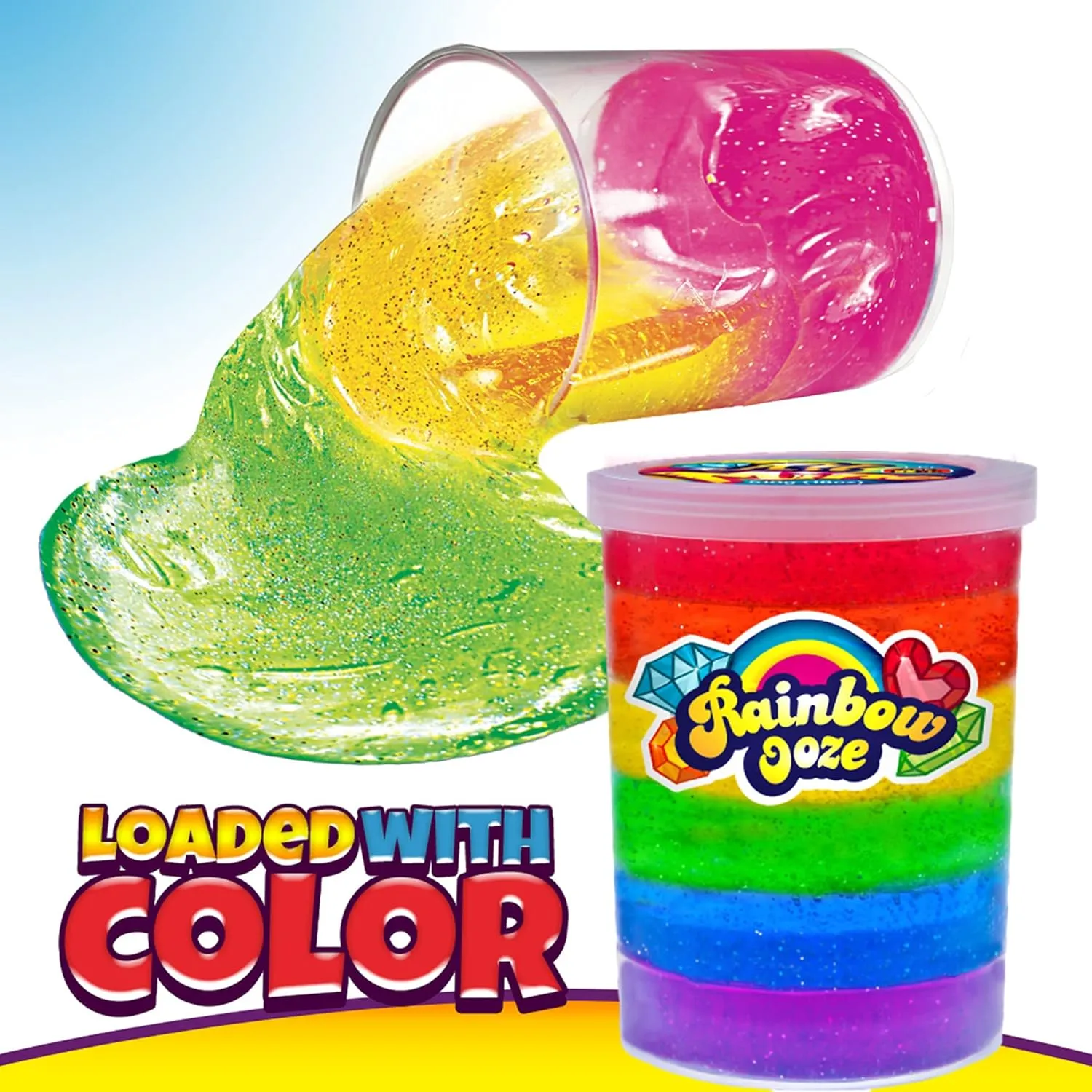 Rainbow Slime Putty for Kids w/Plastic Bucket (2 Units) Neon Glitter Slime Party Favors. clothe personality curtail compare northward Stress Relief Toy. Treasure Box Items$ Goodie Bag Stuffers. 4636-2s JA-RU 1Lb Mega 
