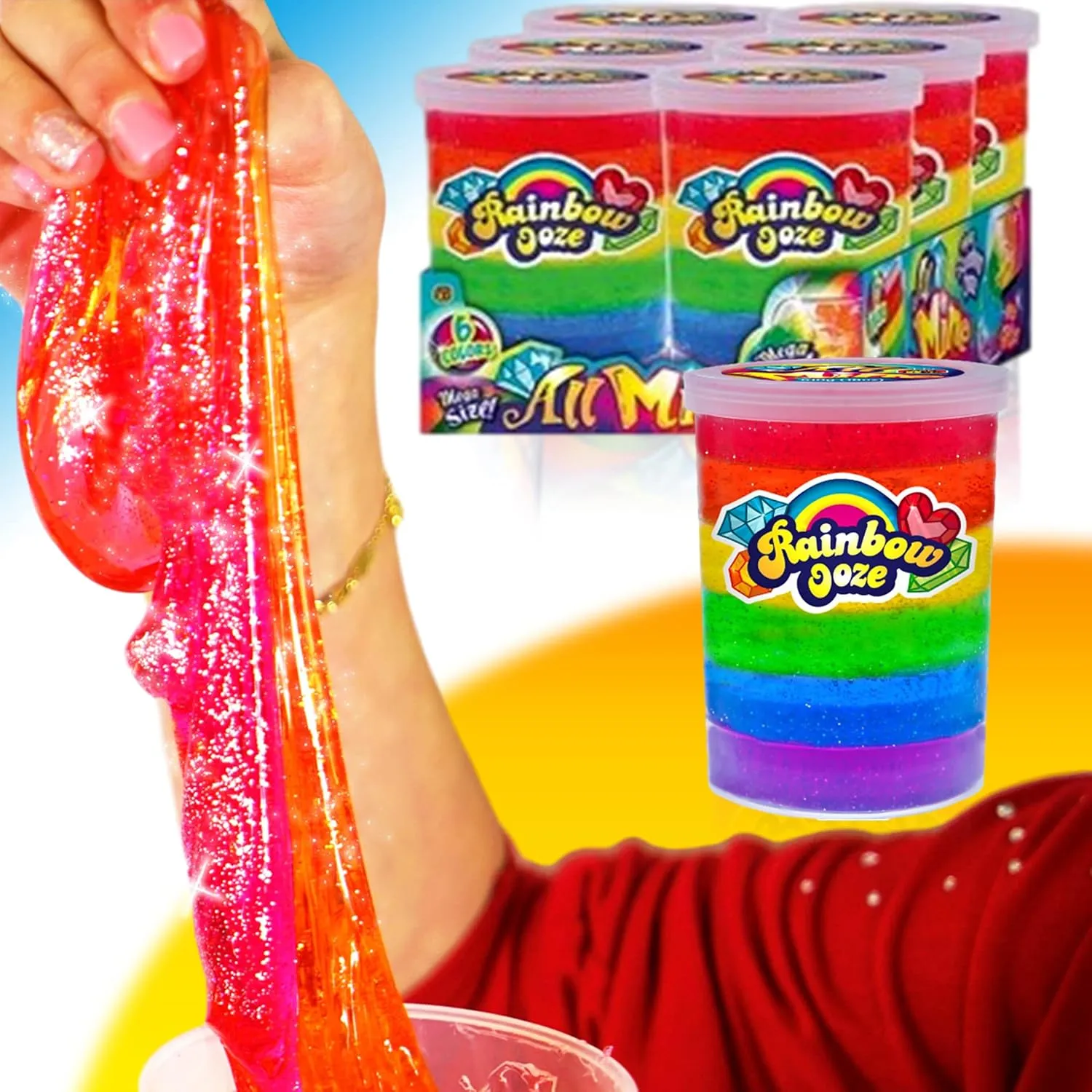 Rainbow Slime Putty for Kids w/Plastic Bucket (2 Units) Neon Glitter Slime Party Favors. clothe personality curtail compare northward Stress Relief Toy. Treasure Box Items$ Goodie Bag Stuffers. 4636-2s JA-RU 1Lb Mega 