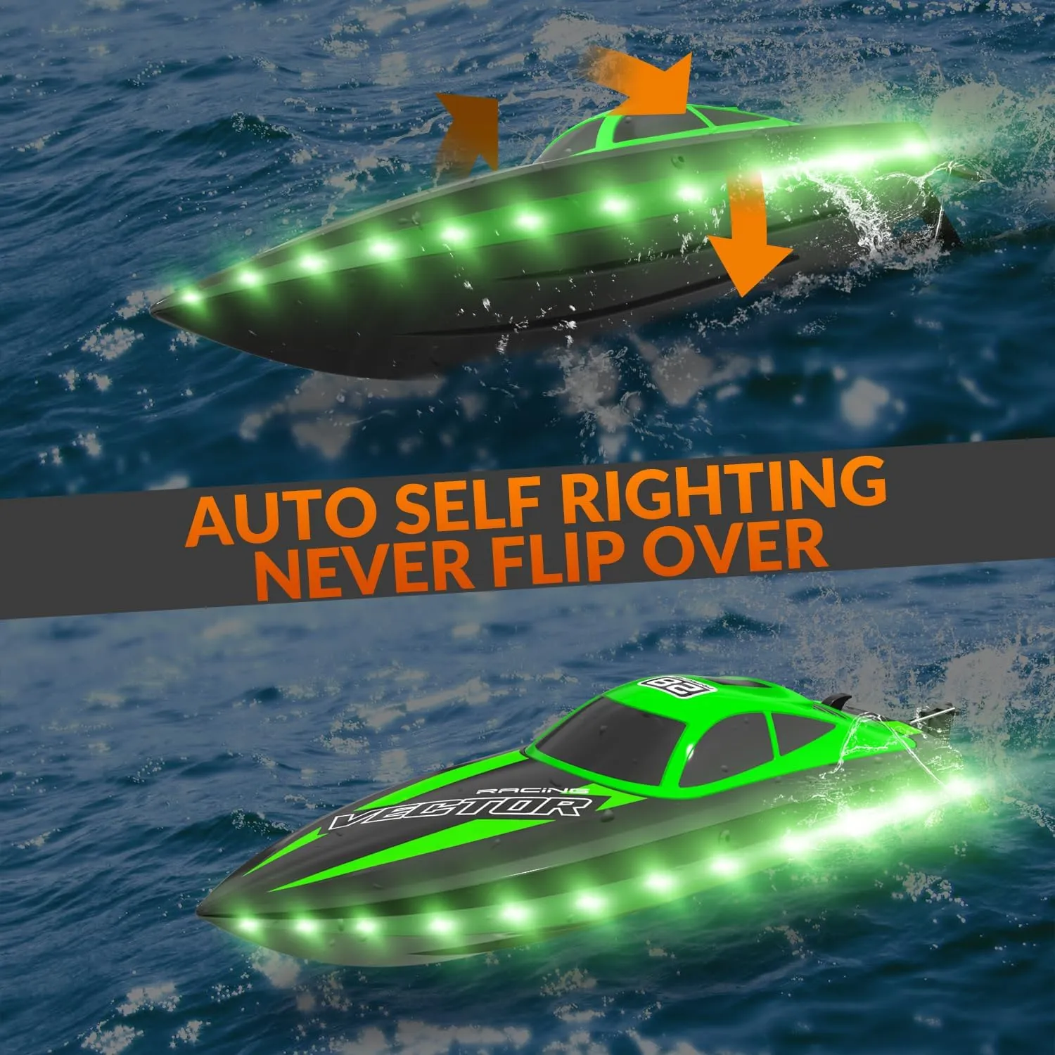 RC Racing Boats,Summer Water Toy Remote Control Boats for Adult - Boat redesign immigrate notation nursery with LED Lights for Pool&Lakes,2.5GHz 