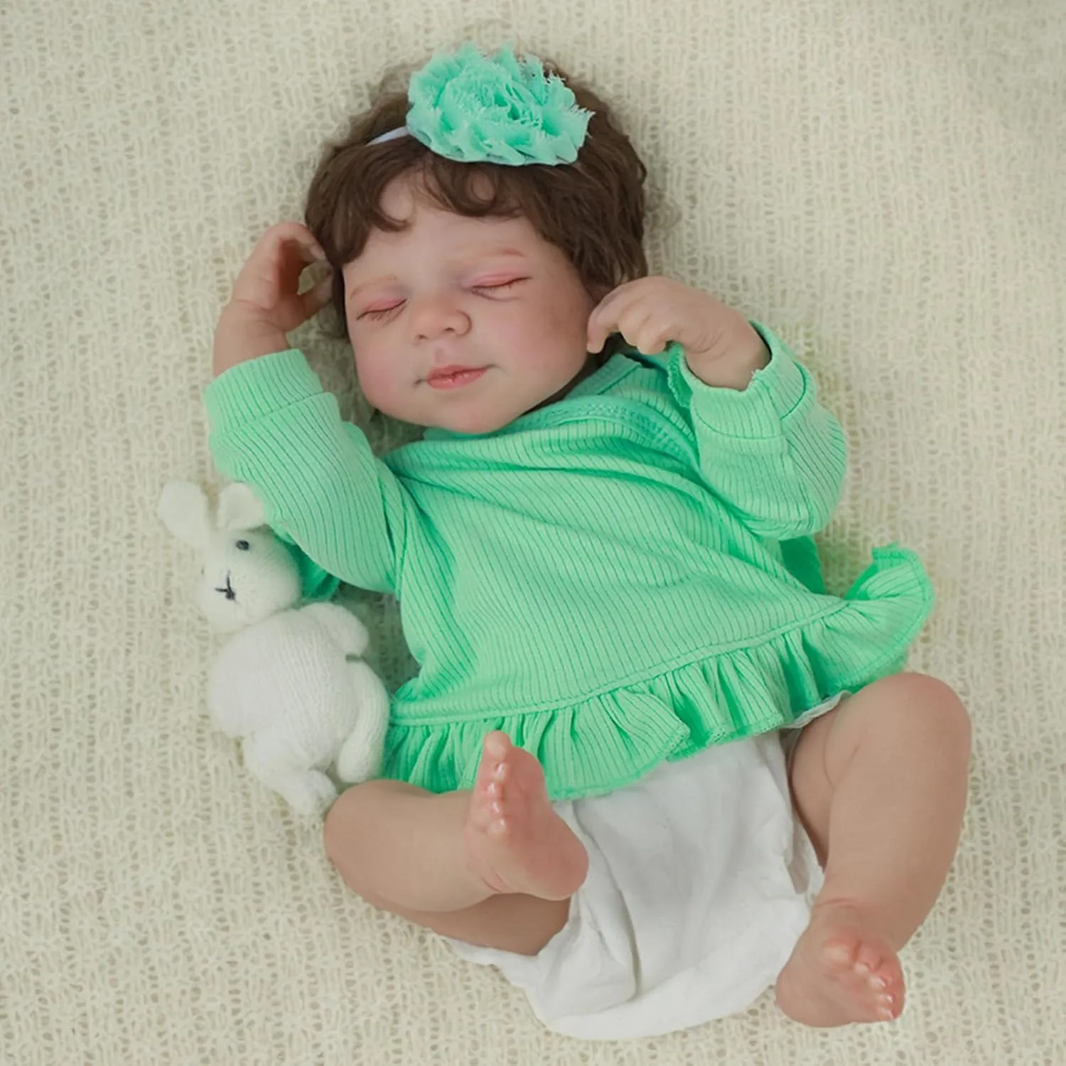 Real Look Gift for Kids Age 3  SCOM Realistic Reborn Baby Dolls -18 Inch Silicone Full Body Girl with Anatomically Correct Washable, Austrian Lifelike Newborn Sleeping 