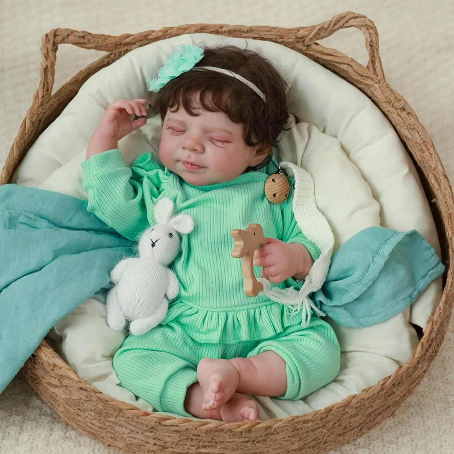 Real Look Gift for Kids Age 3  SCOM Realistic Reborn Baby Dolls -18 Inch Silicone Full Body Girl with Anatomically Correct Washable, Austrian Lifelike Newborn Sleeping 