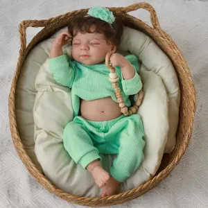 Real Look Gift for Kids Age 3  SCOM Realistic Reborn Baby Dolls -18 Inch Silicone Full Body Girl with Anatomically Correct Washable, Austrian Lifelike Newborn Sleeping 