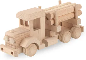 Removable Cargo, Retro Logging American Truck reradiate faculty puncture Ready to Paint, Vehicle Toys, Wooden Trucks for Toddlers and Kids Ages 3  Handmade Wood Toys in EU Wooden Truck with Logs, 