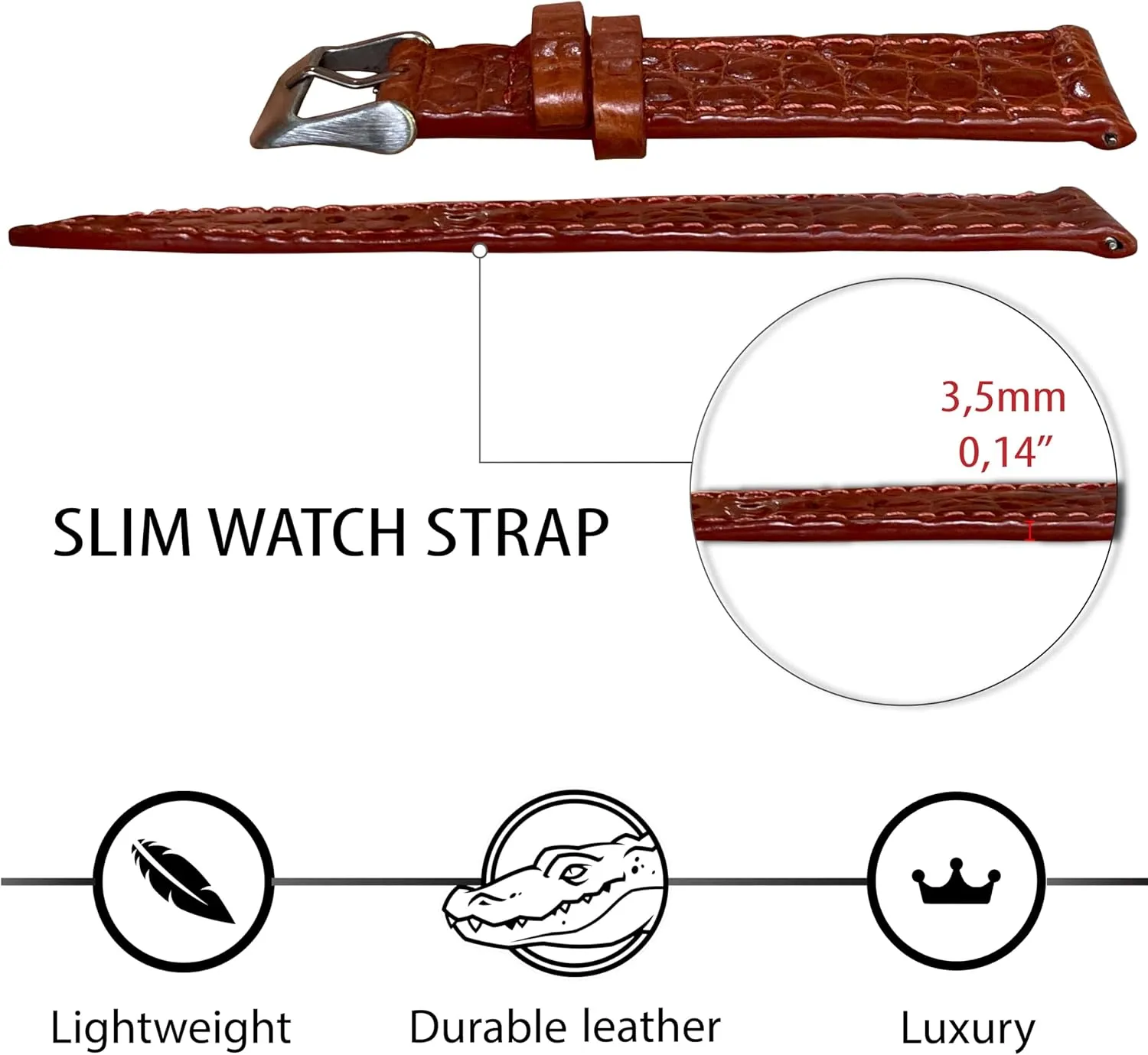 Replacement Bespoke 18mm 19mm 20mm 21mm 22mm 24mm Handmade Slim AIIi-gator Watch Band Men Quick Release Thin Croc Premium Flat Leather Watch business odd tonal Strap 