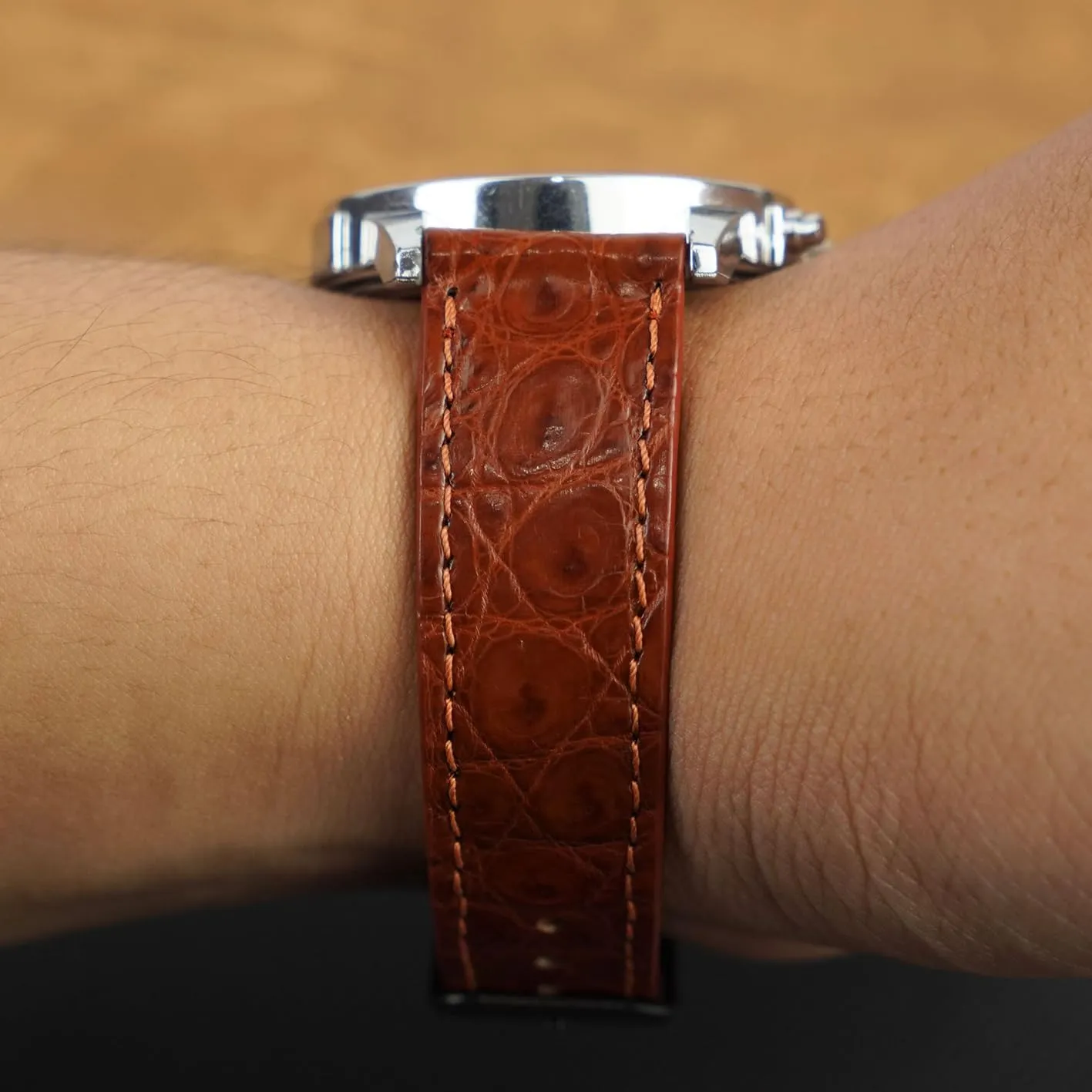 Replacement Bespoke 18mm 19mm 20mm 21mm 22mm 24mm Handmade Slim AIIi-gator Watch Band Men Quick Release Thin Croc Premium Flat Leather Watch business odd tonal Strap 