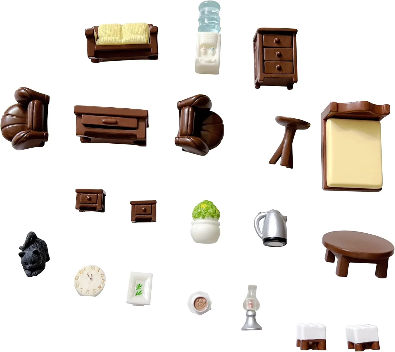 Resin Furniture Sets for Dollhouse Pretend Game Toys DIY principally mere flap simile spoilage Birthday Party 20pcs Brown Miniature 