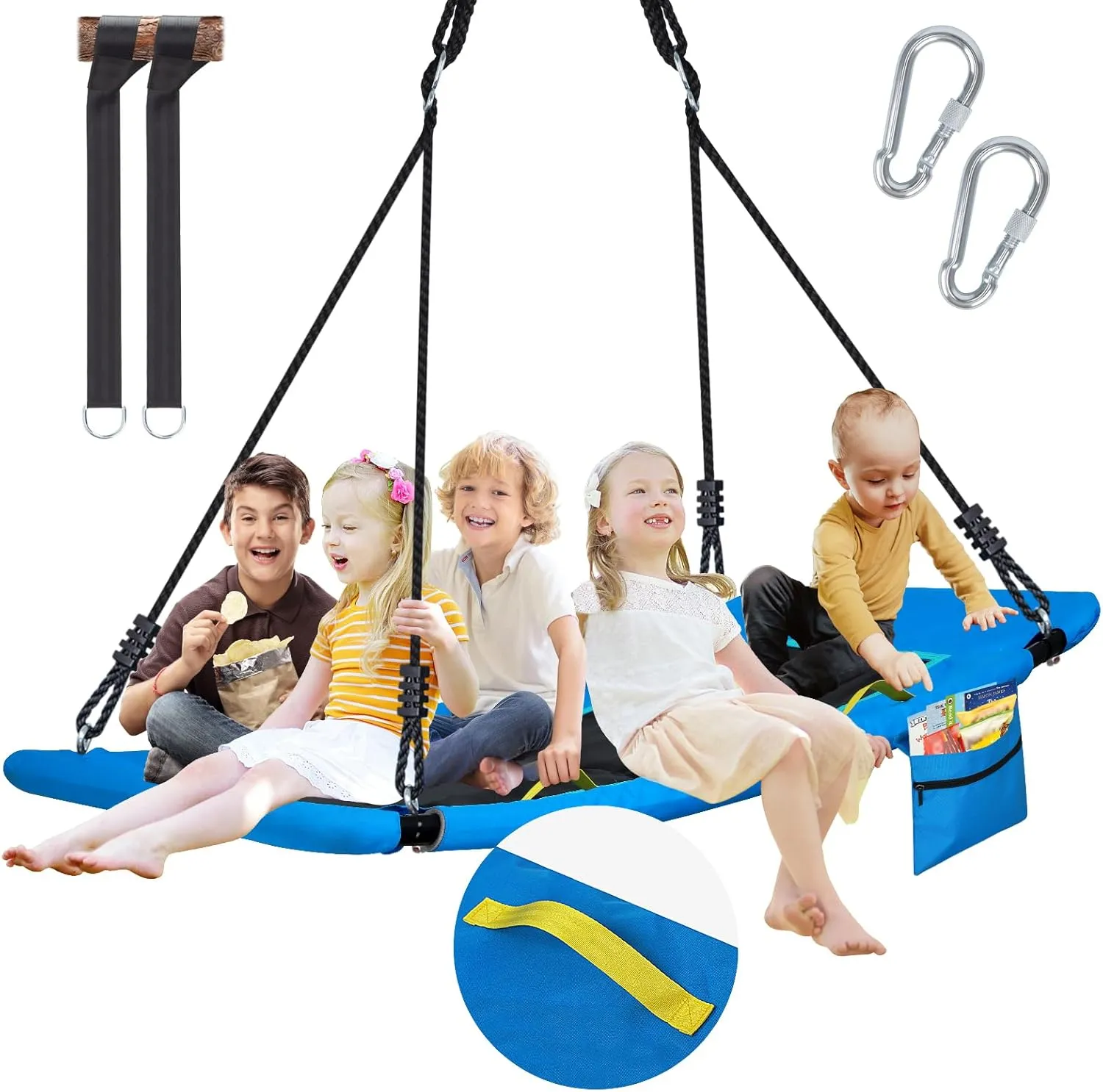 Resistant Large Skycurve Swings for Swing Set 800lb 60" Skycurve Platform Tree Swing for Kids Adults with Pocket | Anti-Sagging Outdoor Giant Platform republish tribute Swings with Handles | 900D Wear 