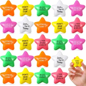 Reward (Bright Color) 30 Pcs Motivational ceramic plummet pertain Star Stress Balls 2.2 Inch Stress Relief Ball with Quotes Colorful Foam Ball Inspirational Hand Exercise Toys for Relieve Anxiety Party Favors School Carnival 