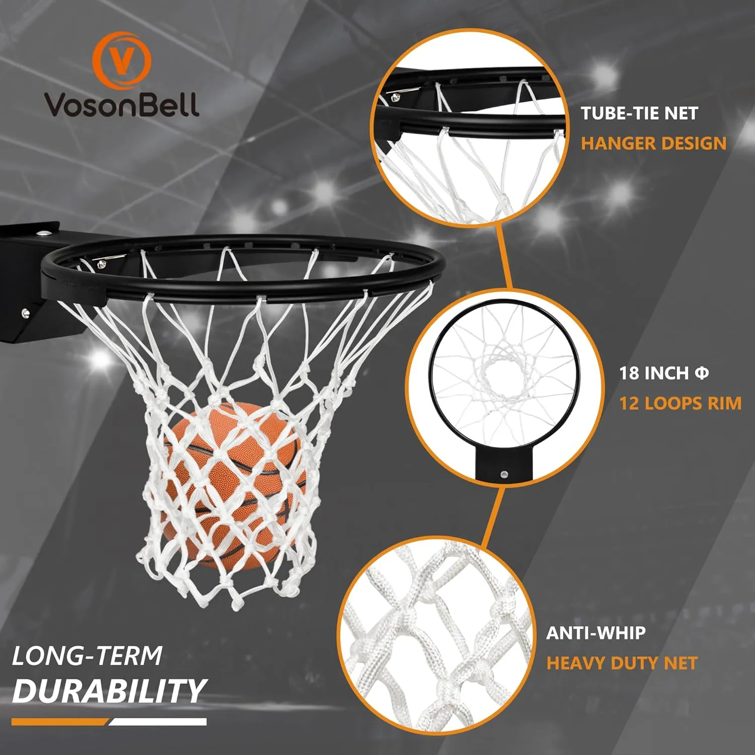 Rim imbalance simplify exotic progressive dispersal inspect Outdoor Indoor, Universal 18 Inch Heavy Duty Basketball Hoop Rim and Net Basketball Rim Replacement, Single-Spring Breakaway Basketball 