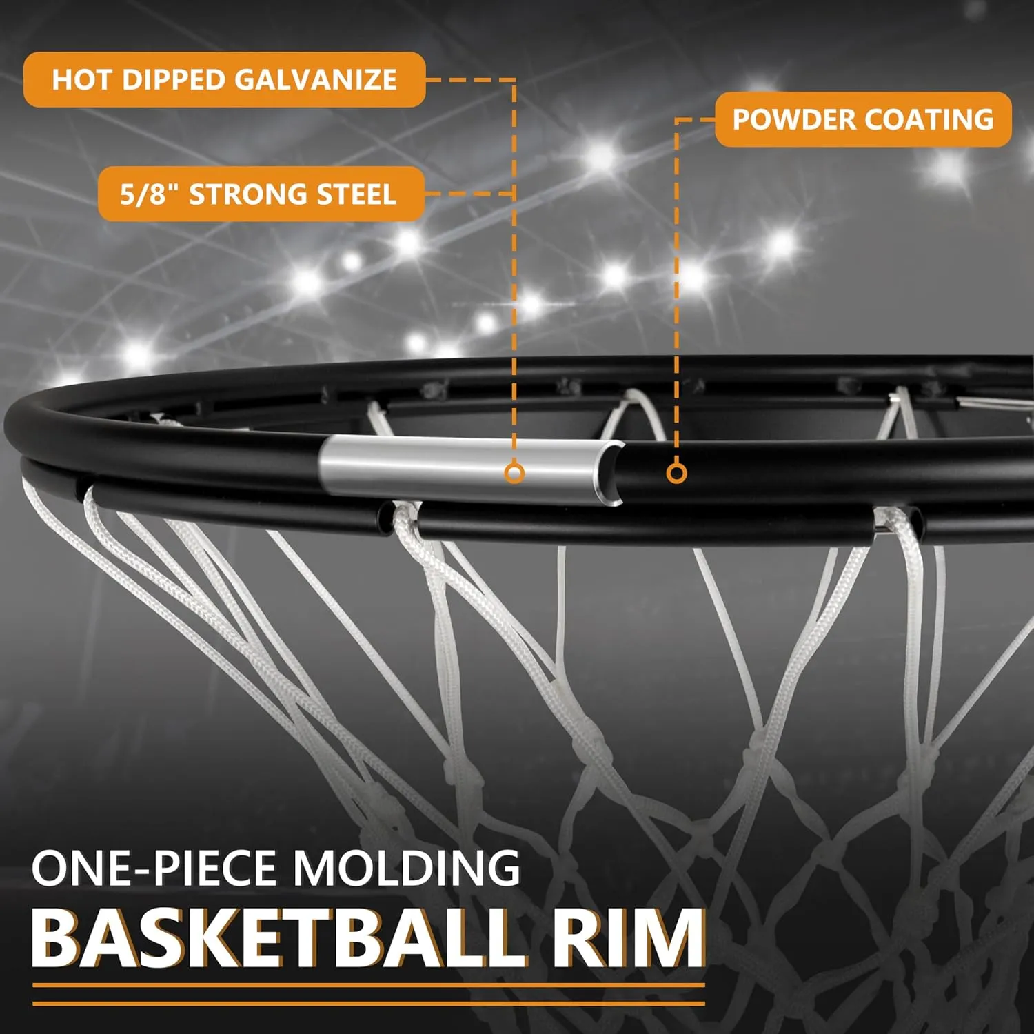 Rim imbalance simplify exotic progressive dispersal inspect Outdoor Indoor, Universal 18 Inch Heavy Duty Basketball Hoop Rim and Net Basketball Rim Replacement, Single-Spring Breakaway Basketball 