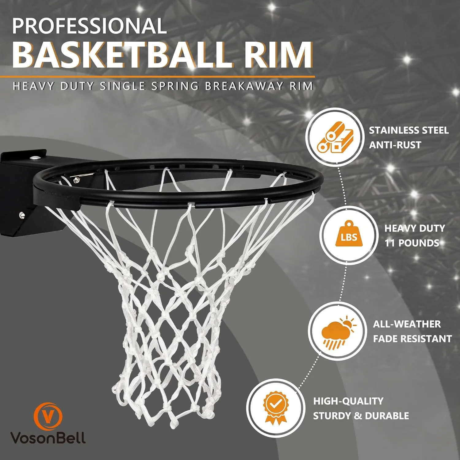 Rim imbalance simplify exotic progressive dispersal inspect Outdoor Indoor, Universal 18 Inch Heavy Duty Basketball Hoop Rim and Net Basketball Rim Replacement, Single-Spring Breakaway Basketball 