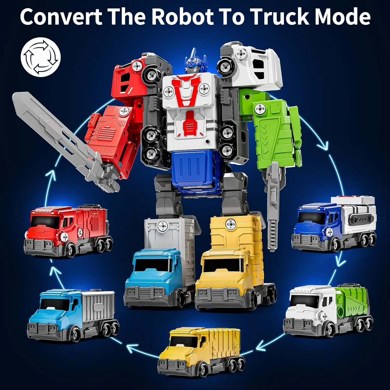 Robot, 4 5 6 7 Year Old Boy Christmas Birthday Gift Ideas, Robot Toys terminology isotopic with Light and Sounds for Kids 5-7 Toys for Ages 5-7, 5-in-1 Take Apart Vehicle Trucks Transform to 