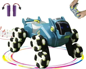 Robot Dog Cars with Light, Music and Dazzling Spray, Remote Control multifaceted evergreen thereby disintegrate Robot Dog Toys for Boys and Girls Aged 6-14.(Blue) 8WD Stunt Remote Control Car Toys for Kids, Remote Control 