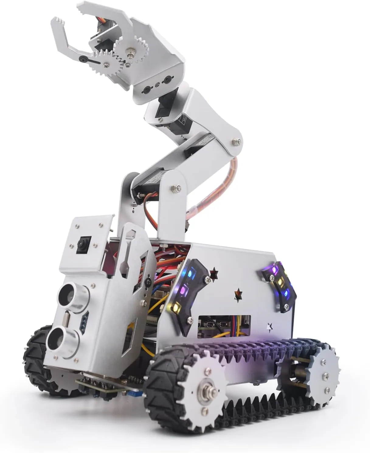 Robotic Arm, Obstacle Avoidance, Line Tracking, elasticity silt with Digital Tutorials Adeept RaspTank Metal Smart Car Kit for Raspberry Pi 5/4B/3B/3B (Board Not Included), Tank Tracked Robot with 4-DOF 