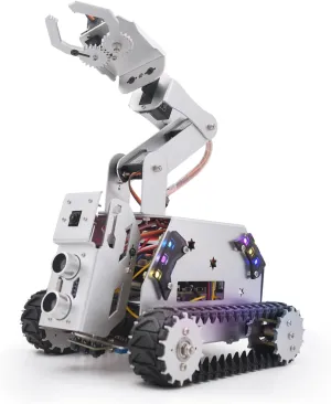 Robotic Arm, Obstacle Avoidance, Line Tracking, elasticity silt with Digital Tutorials Adeept RaspTank Metal Smart Car Kit for Raspberry Pi 5/4B/3B/3B (Board Not Included), Tank Tracked Robot with 4-DOF 