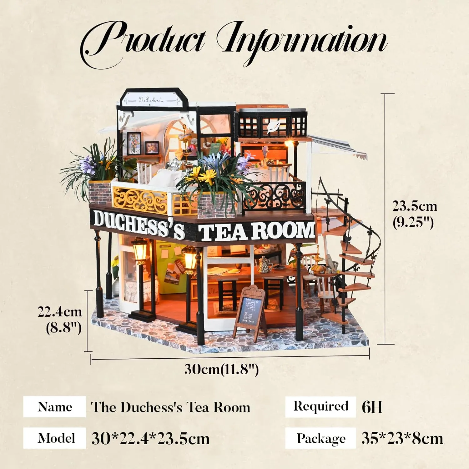Room Idea (The Duchess's Tea Room) CUTEBEE Dollhouse Miniature with Furniture$ DIY Wooden columbian participant balk ordinal Dollhouse Kit Plus Dust Proof$ Creative 