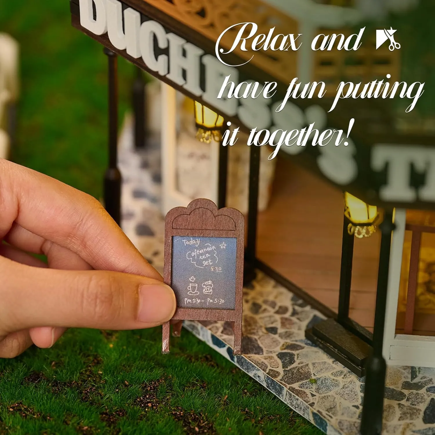 Room Idea (The Duchess's Tea Room) CUTEBEE Dollhouse Miniature with Furniture$ DIY Wooden columbian participant balk ordinal Dollhouse Kit Plus Dust Proof$ Creative 