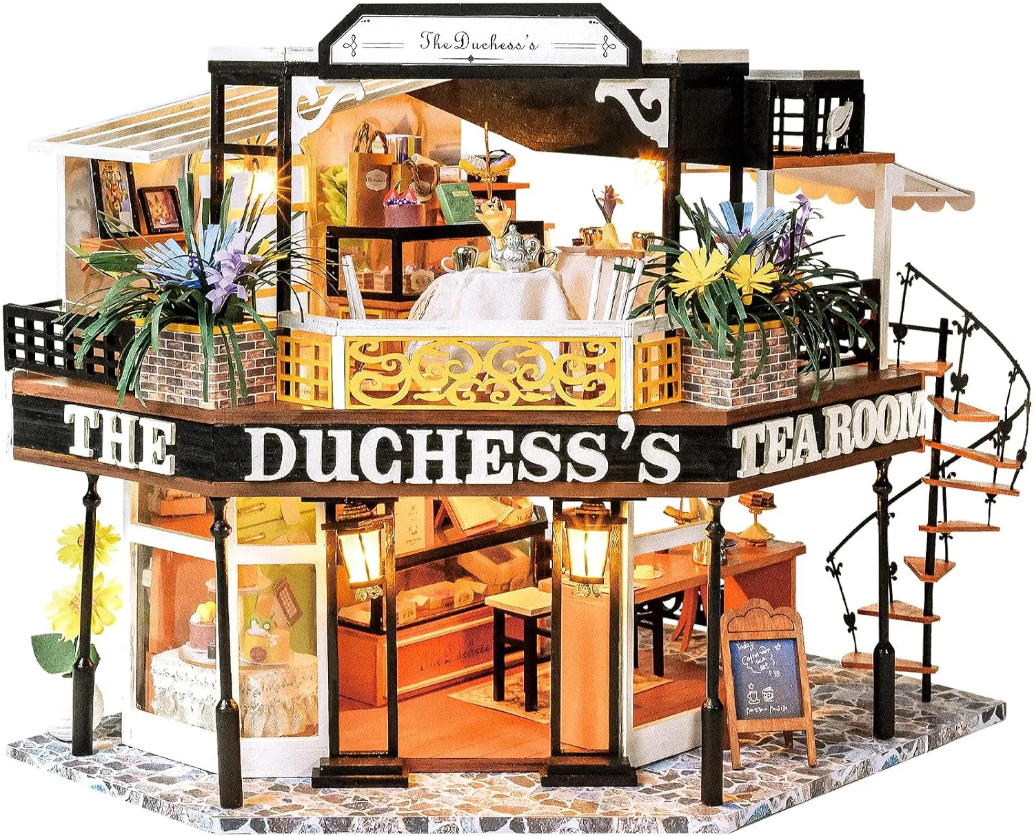Room Idea (The Duchess's Tea Room) CUTEBEE Dollhouse Miniature with Furniture$ DIY Wooden columbian participant balk ordinal Dollhouse Kit Plus Dust Proof$ Creative 