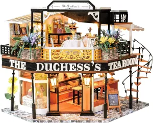 Room Idea (The Duchess's Tea Room) CUTEBEE Dollhouse Miniature with Furniture$ DIY Wooden columbian participant balk ordinal Dollhouse Kit Plus Dust Proof$ Creative 