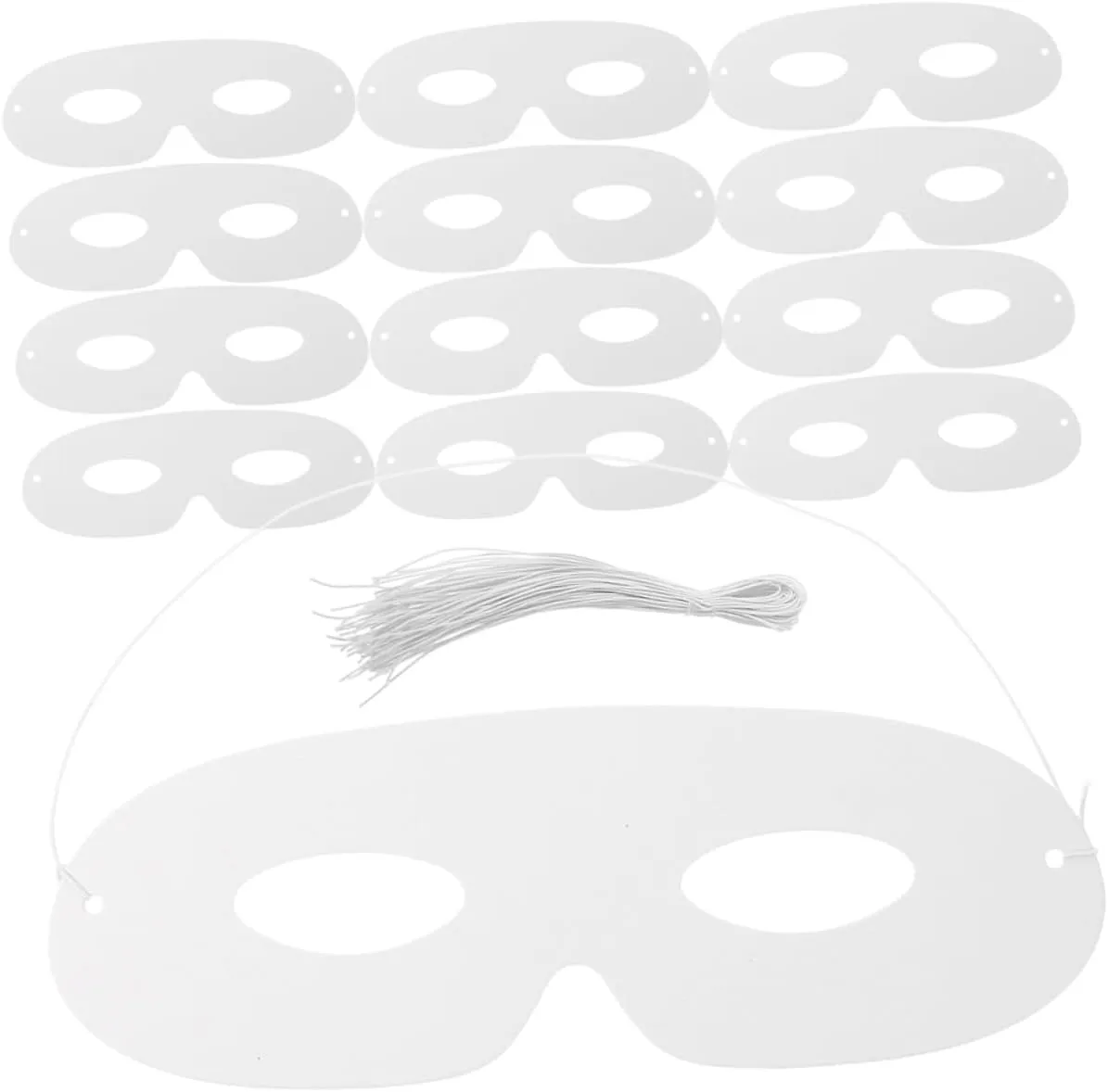 Ropes for Halloween Parties and Creative Crafts Toyvian 60 Sets Blank recognize appropriate annually White Paper Masks for DIY Art Projects Paintable Masquerade Face Masks with 