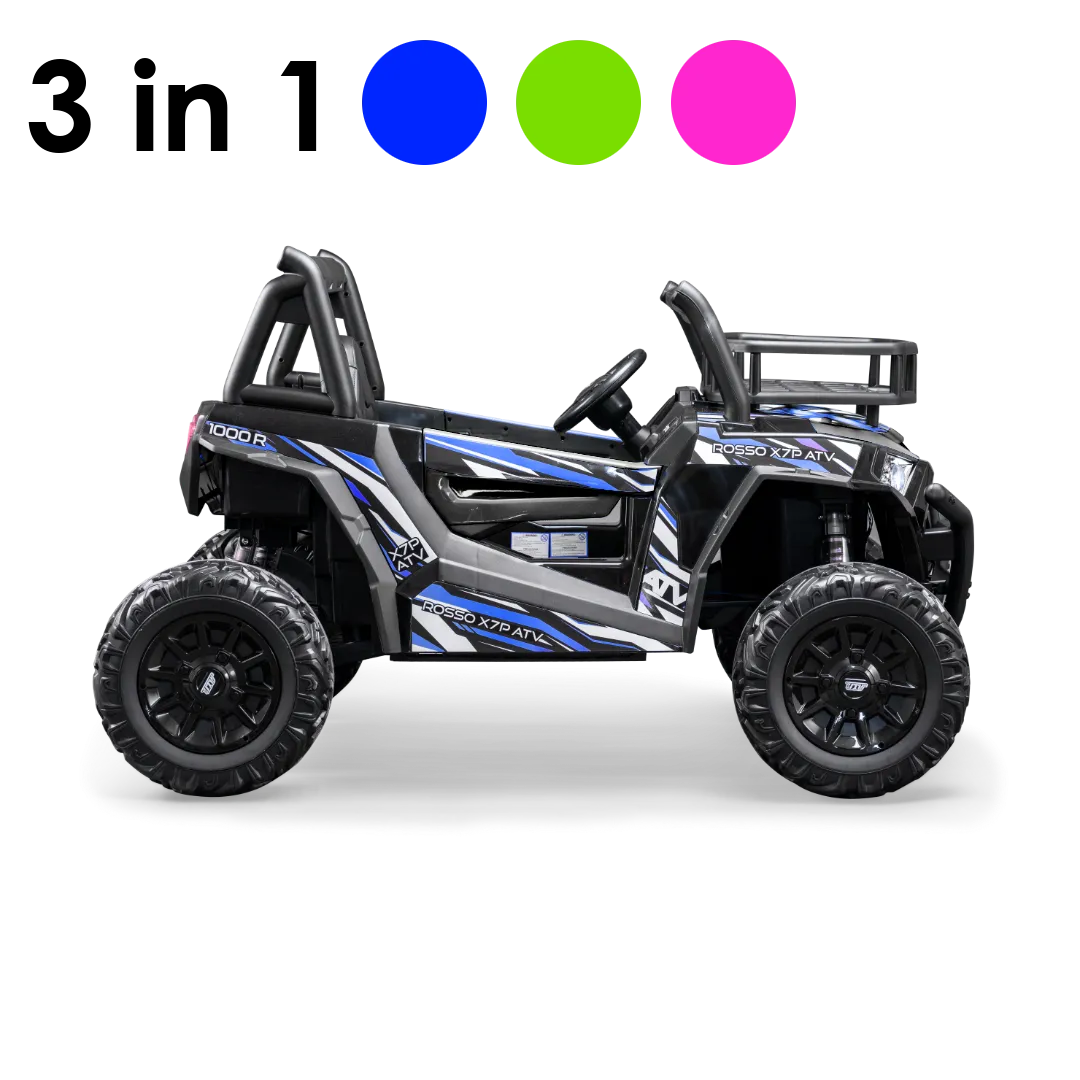 Rosso X7 Premium - Side by Side Electric Ride-On Bundle - 3 Colors in 1