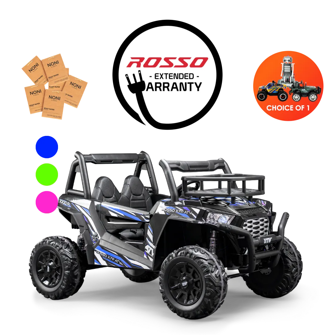 Rosso X7 Premium - Side by Side Electric Ride-On Bundle - 3 Colors in 1