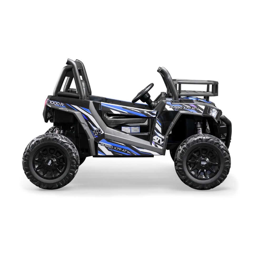 Rosso X7 Premium - Side by Side Electric Ride-On Bundle - w/ Blue Decals Featured