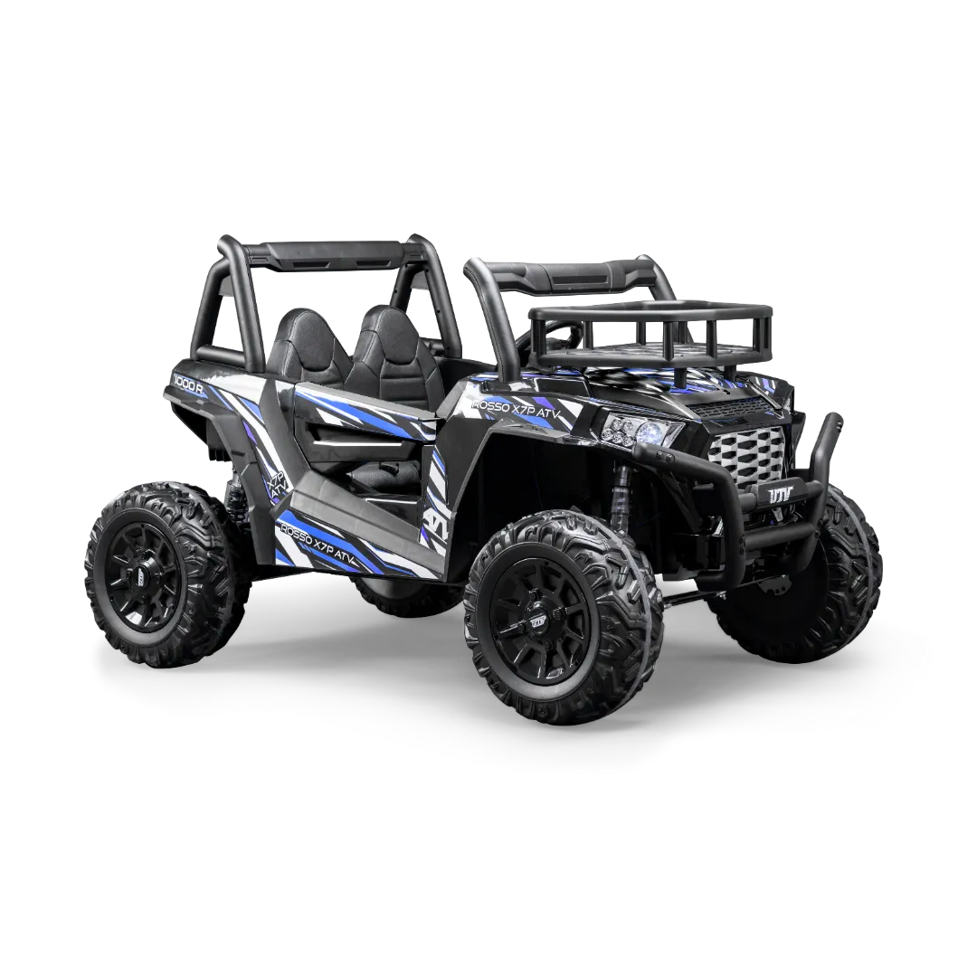 Rosso X7 Premium - Side by Side Electric Ride-On Bundle - w/ Blue Decals Featured