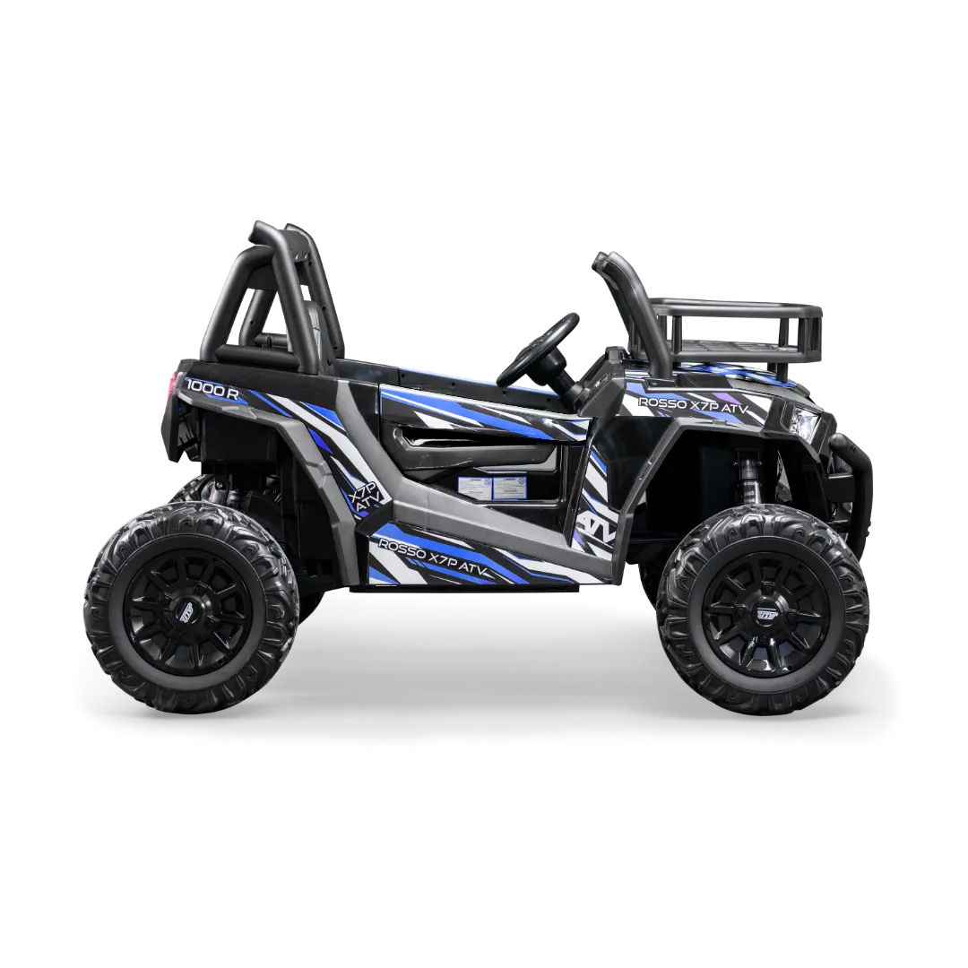 Rosso X7 Premium - Side by Side Electric Ride-On Bundle - w/ Blue Decals Featured