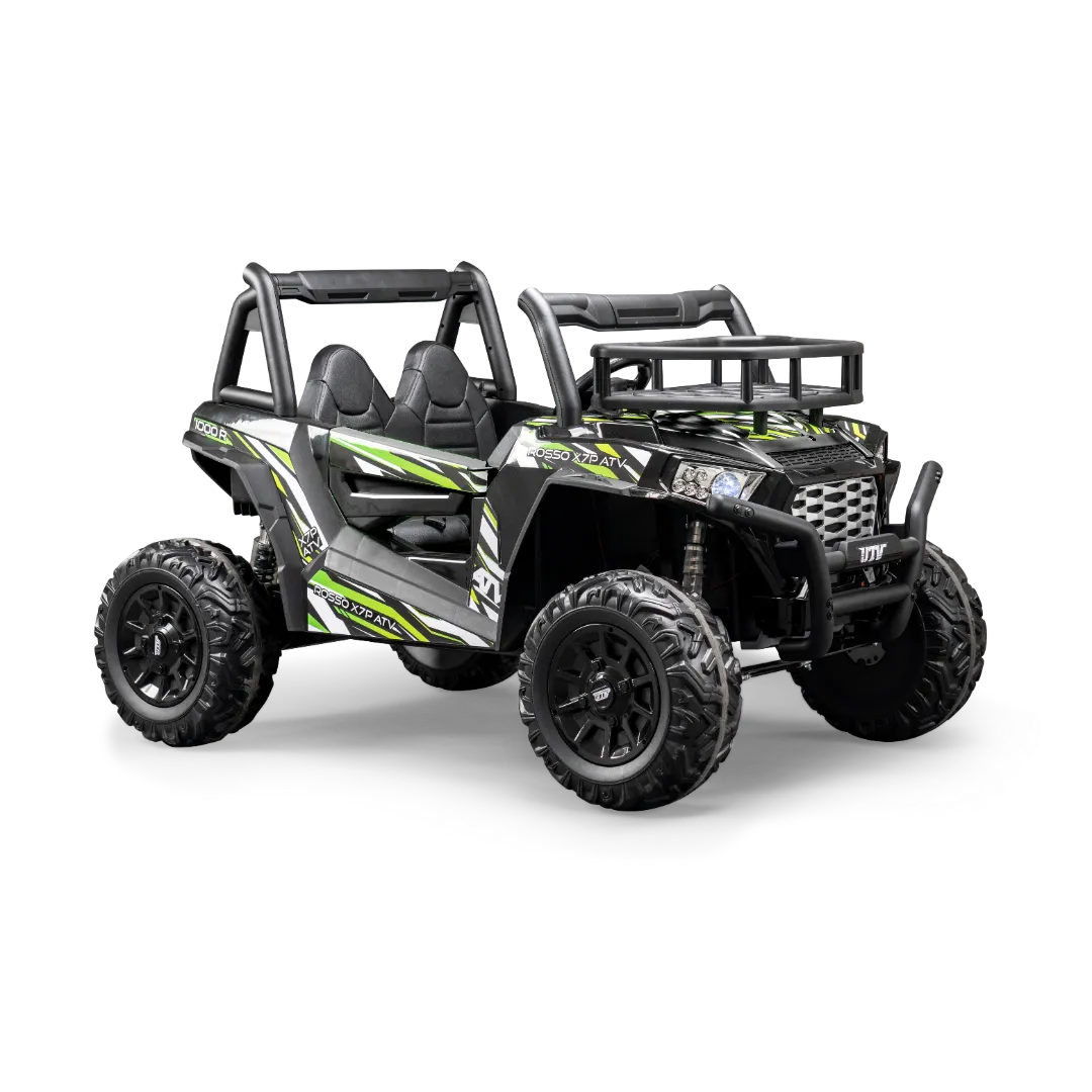 Rosso X7 Premium - Side by Side Electric Ride-On Bundle - w/ Green Decals Featured