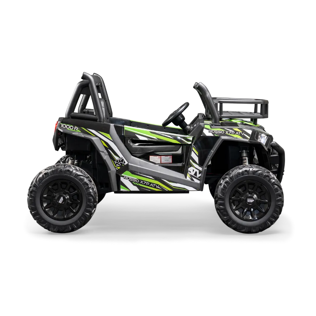 Rosso X7 Premium - Side by Side Electric Ride-On Bundle - w/ Green Decals Featured