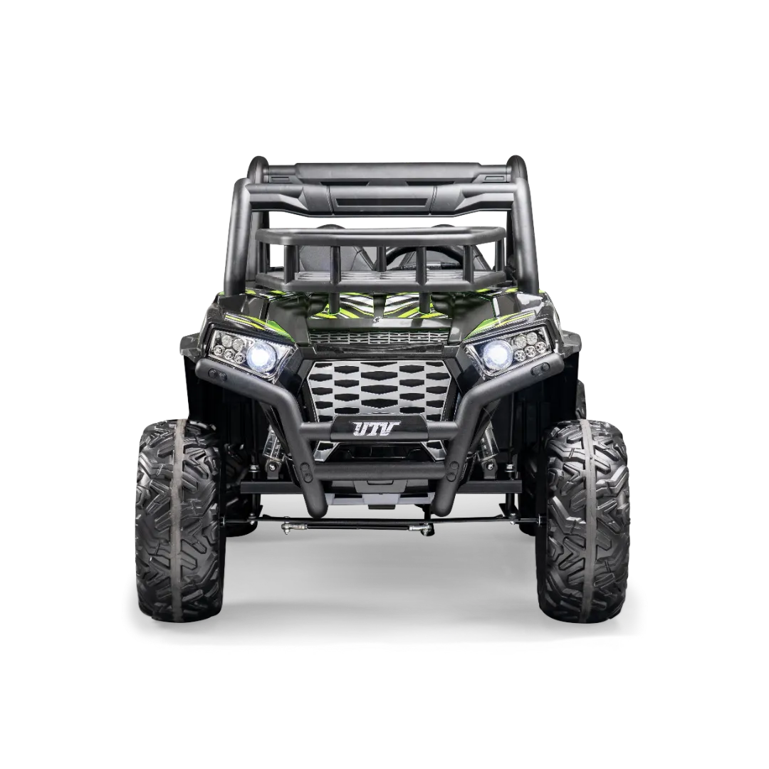 Rosso X7 Premium - Side by Side Electric Ride-On Bundle - w/ Green Decals Featured