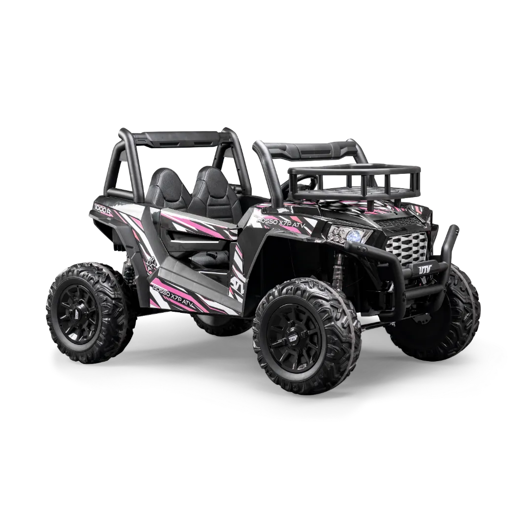 Rosso X7 Premium - Side by Side Electric Ride-On Bundle - w/ Pink Decals Featured