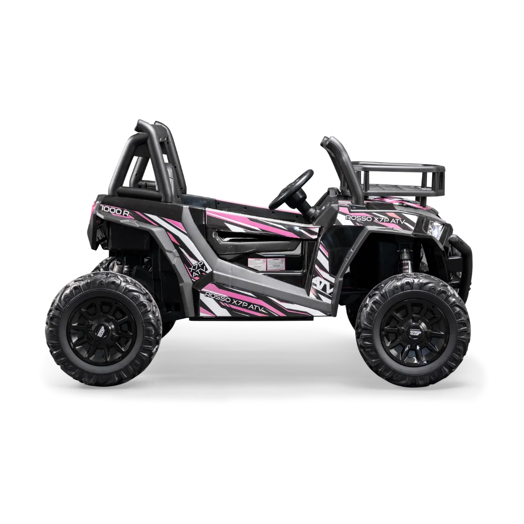 Rosso X7 Premium - Side by Side Electric Ride-On Bundle - w/ Pink Decals Featured