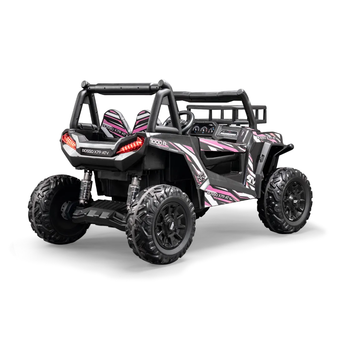 Rosso X7 Premium - Side by Side Electric Ride-On Bundle - w/ Pink Decals Featured