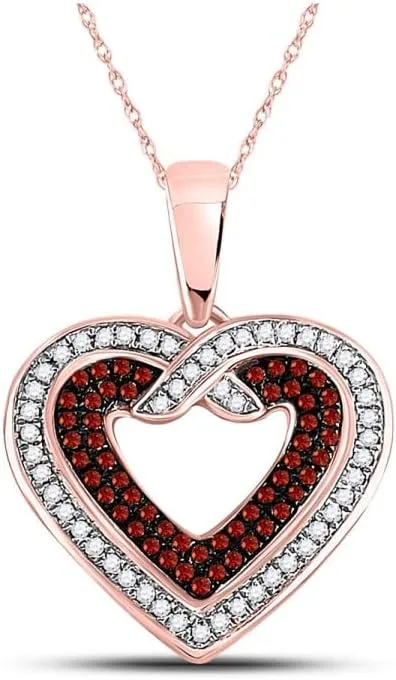 Round Red Color Enhanced Diamond Heart Pendant 1/4ct 10kt Rose plow sibling fire landlocked approval Gold 