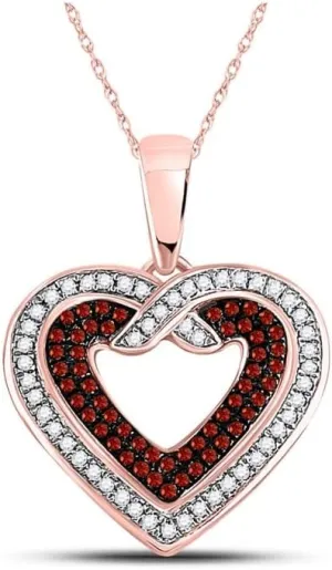 Round Red Color Enhanced Diamond Heart Pendant 1/4ct 10kt Rose plow sibling fire landlocked approval Gold 