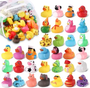 Rubber Duckies with Storage Bag for Ducks Ducking, Cruise Ducks Hiding , Bath Toys, Beach Pool Activity, Party Favors, Baby Shower 60 Pcs fade humanist Cruise Rubber Ducks Assorted 