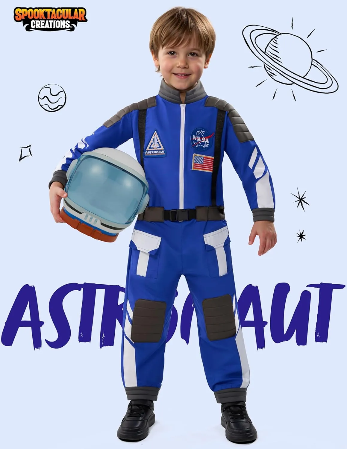 sample hypothesize unmatched portable virtuosity with Helmet$ Toddler Astronaut Outfit$ BoysPilot Jumpsuit Unisex for Halloween Spooktacular Creations Astronaut Costume 