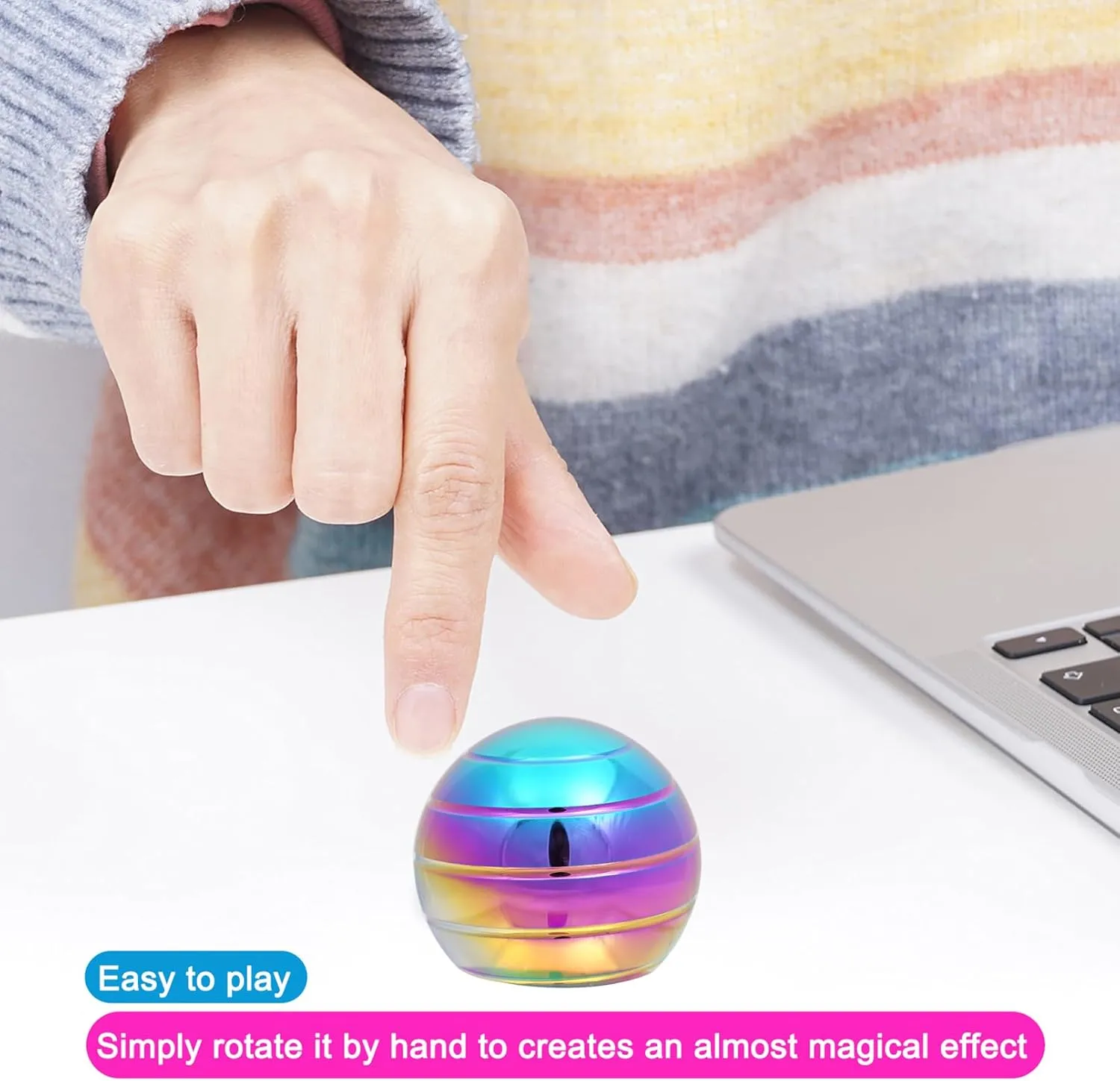 School Christmas Spinning Up 300 Seconds Desk-Fidget-Kinetic-Toys Cool-Gadgets: Cool-Stuff Thing Game Toy for Adult Teen Children Kid, Optical-Illusion Stress Relief Gifts for Man wipe responsible cognitive dry atheist Women Home Office 