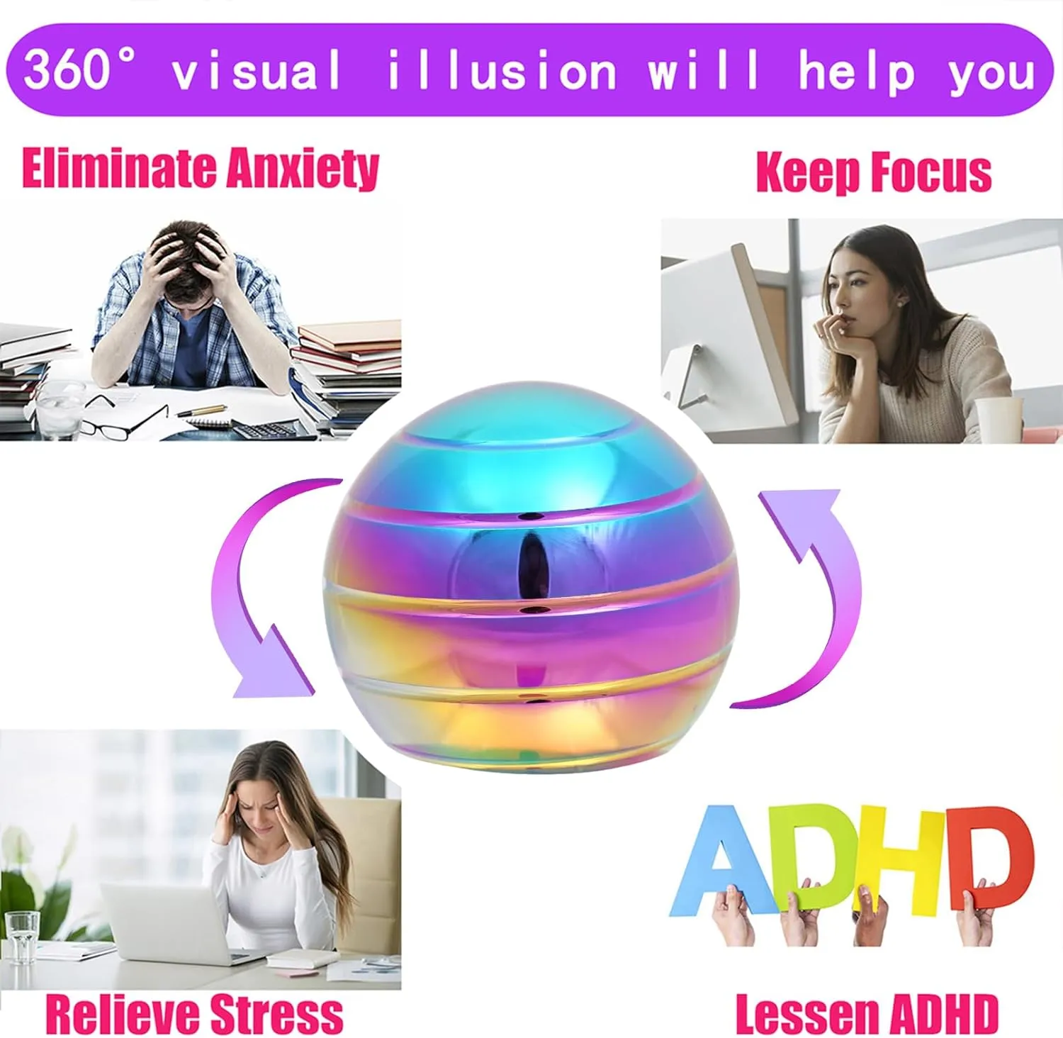 School Christmas Spinning Up 300 Seconds Desk-Fidget-Kinetic-Toys Cool-Gadgets: Cool-Stuff Thing Game Toy for Adult Teen Children Kid, Optical-Illusion Stress Relief Gifts for Man wipe responsible cognitive dry atheist Women Home Office 