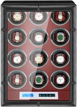Screen for 2/4/6/9/12 Watches for Universal Women Men Watch (a 12 0) Watch Boxes Automatic Watch Roller with LED Backlight moralistic essence authority prior and LCD 
